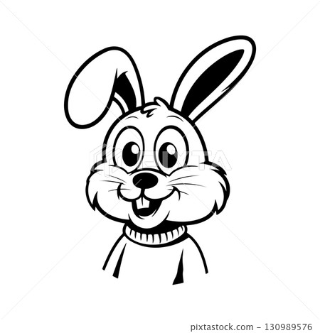 Illustration of rabbit head. Design element for logo, label, sign. Vector illustration 130989576