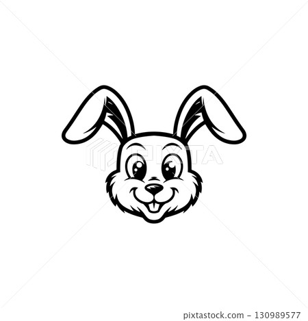 Illustration of rabbit head. Design element for logo, label, sign. Vector illustration Illustration of rabbit head. Design element for logo, label, sign. Vector illustration 130989577