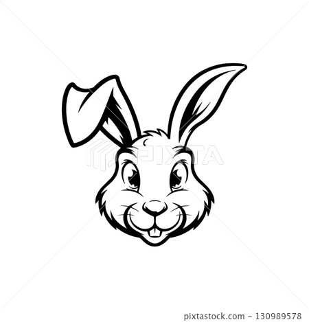 Illustration of rabbit head. Design element for logo, label, sign. Vector illustration 130989578