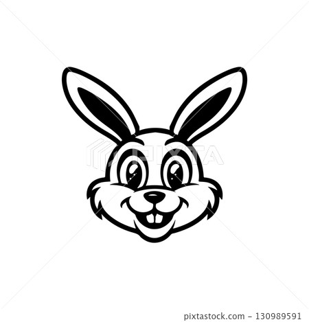 Illustration of rabbit head. Design element for logo, label, sign. Vector illustration Illustration of rabbit head. Design element for logo, label, sign. Vector illustration 130989591