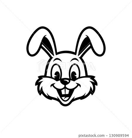Illustration of rabbit head. Design element for logo, label, sign. Vector illustration 130989594