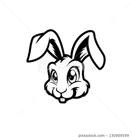Illustration of rabbit head. Design element for logo, label, sign. Vector illustration Illustration of rabbit head. Design element for logo, label, sign. Vector illustration 130989599