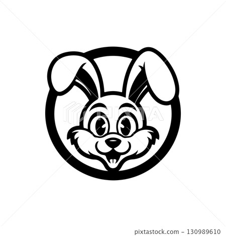 Illustration of rabbit head. Design element for logo, label, sign. Vector illustration 130989610