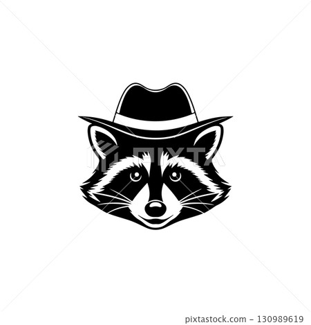 Illustration of racoon head. Design element for logo, label, sign. Vector illustration Illustration of racoon head. Design element for logo, label, sign. Vector illustration 130989619