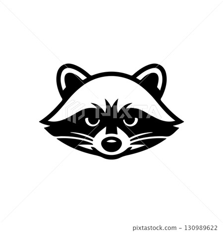 Illustration of racoon head. Design element for logo, label, sign. Vector illustration 130989622