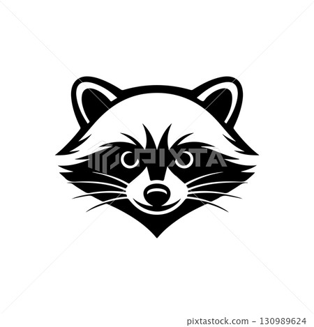 Illustration of racoon head. Design element for logo, label, sign. Vector illustration 130989624