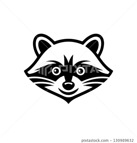 Illustration of racoon head. Design element for logo, label, sign. Vector illustration 130989632