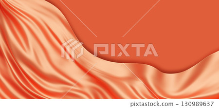 Orange fabric background with copy space 3D render 130989637