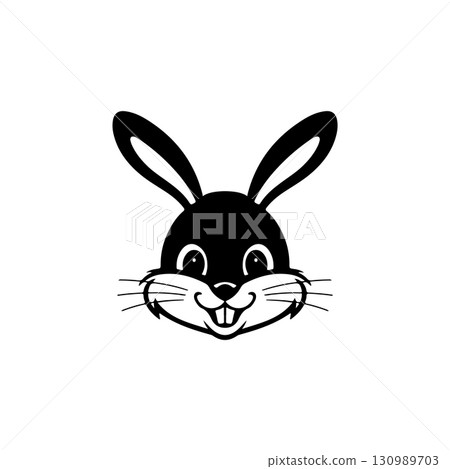 Illustration of rabbit head. Design element for logo, label, sign. Vector illustration Illustration of rabbit head. Design element for logo, label, sign. Vector illustration 130989703