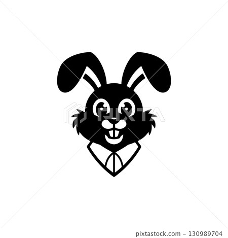 Illustration of rabbit head. Design element for logo, label, sign. Vector illustration 130989704