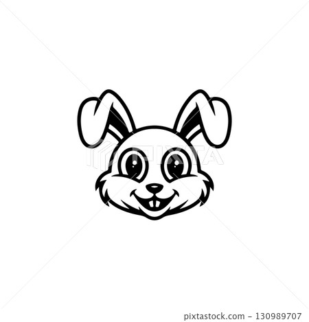 Illustration of rabbit head. Design element for logo, label, sign. Vector illustration Illustration of rabbit head. Design element for logo, label, sign. Vector illustration 130989707