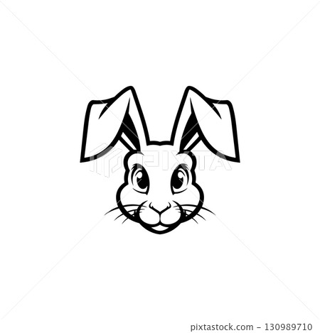 Illustration of rabbit head. Design element for logo, label, sign. Vector illustration Illustration of rabbit head. Design element for logo, label, sign. Vector illustration 130989710