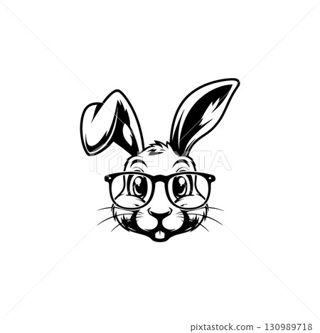 Illustration of rabbit head. Design element for logo, label, sign. Vector illustration Illustration of rabbit head. Design element for logo, label, sign. Vector illustration 130989718