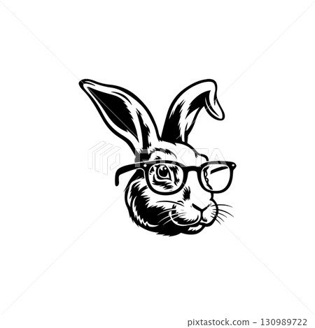 Illustration of rabbit head. Design element for logo, label, sign. Vector illustration Illustration of rabbit head. Design element for logo, label, sign. Vector illustration 130989722