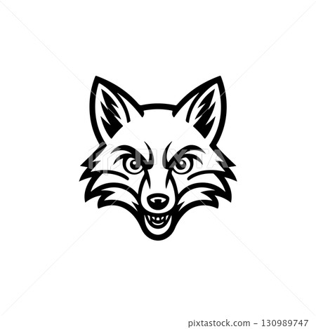 Illustration of fox head. Design element for logo, label, sign. Vector illustration 130989747