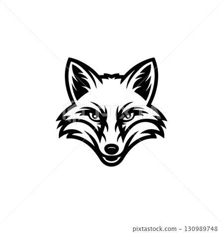 Illustration of fox head. Design element for logo, label, sign. Vector illustration 130989748