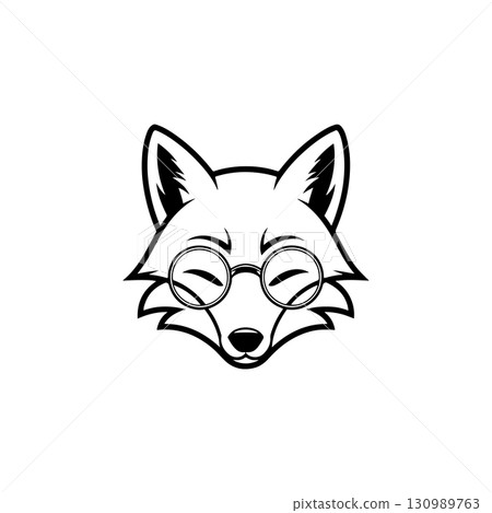 Illustration of fox head. Design element for logo, label, sign. Vector illustration 130989763