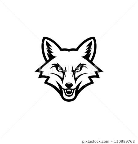 Illustration of fox head. Design element for logo, label, sign. Vector illustration 130989768