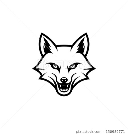 Illustration of fox head. Design element for logo, label, sign. Vector illustration 130989771