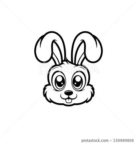 Illustration of rabbit head. Design element for logo, label, sign. Vector illustration 130989808