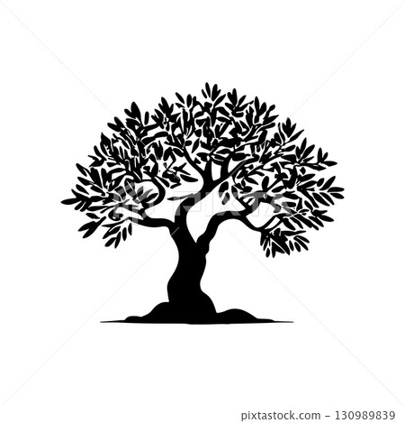 Olive tree silhouette icon. Design element for logo, label, sign. Vector illustration Olive tree silhouette icon. Design element for logo, label, sign. Vector illustration 130989839