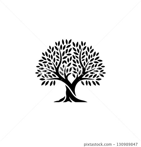 Olive tree silhouette icon. Design element for logo, label, sign. Vector illustration Olive tree silhouette icon. Design element for logo, label, sign. Vector illustration 130989847