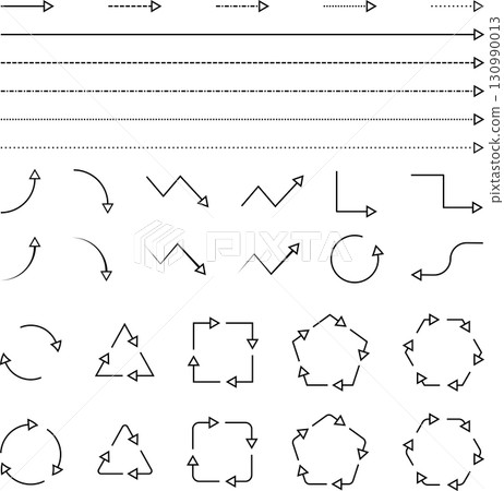 White arrowhead vector illustration set 130990013