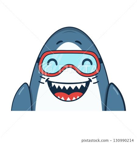 Cartoon Shark Wearing Goggles Illustration 130990214