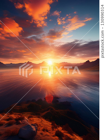 Magnificent natural sunset 130990314