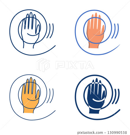 Apraxia disorder flat and line icon set 130990538