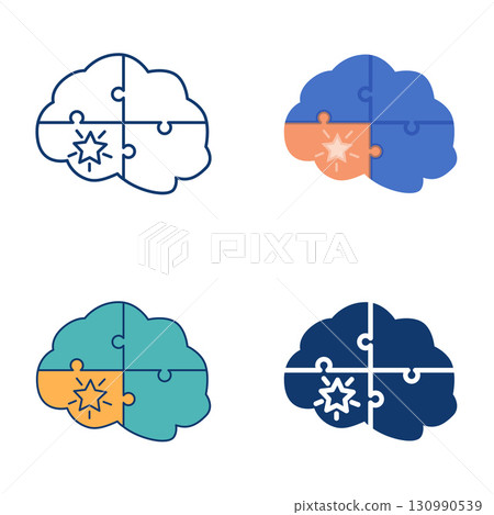 Savant syndrome flat and line icon set Savant syndrome flat and line icon set 130990539