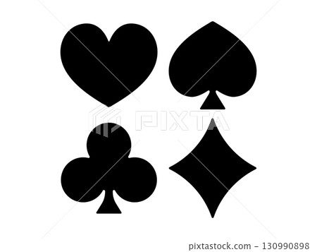 撲克牌花色的單調圖標 撲克牌花色的單調圖標 130990898