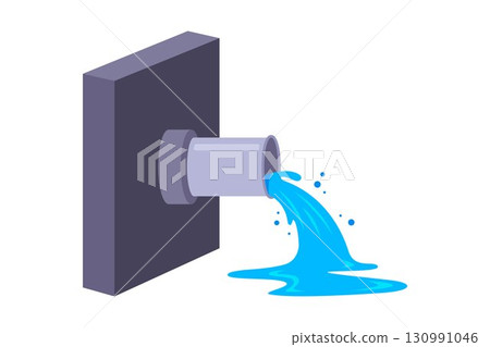 clean water flows from the pipe. flowing water. 130991046