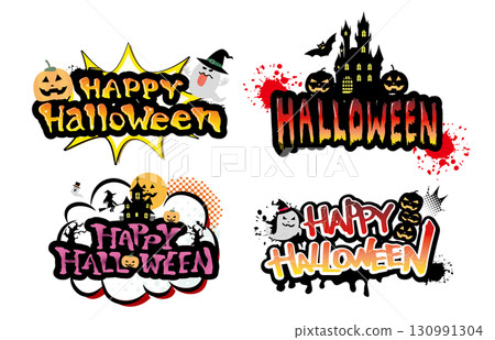 秋季可愛萬聖節插畫素材合集 130991304