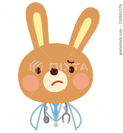Rabbit doctor, troubled expression, question 130991374
