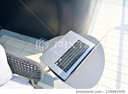 Laptop on table Laptop on table 130991409