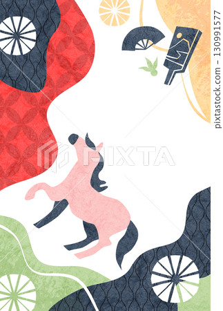 New Year's card (Year of the Horse) 2026 New Year of the Horse Japanese modern Japanese paper and Japanese pattern background template New Year's card (Year of the Horse) 2026 New Year of the Horse Japanese modern Japanese paper and Japanese pattern background template 130991577