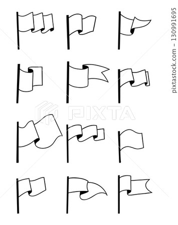 Outline Waving Flags Doodles set. Isolated Hand Drawn Sketch. Vector illustration. Not AI Outline Waving Flags Doodles set. Isolated Hand Drawn Sketch. Vector illustration. Not AI 130991695