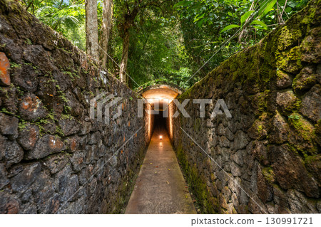 The exit of the tomb of Jesus Crist. A stone entrance. 130991721