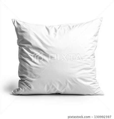 Soft white cushion placed on a clean surface for home decoration and comfort Soft white cushion placed on a clean surface for home decoration and comfort 130992397