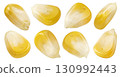 Corn kernels isolated on white background with clipping path, full depth of field 130992443