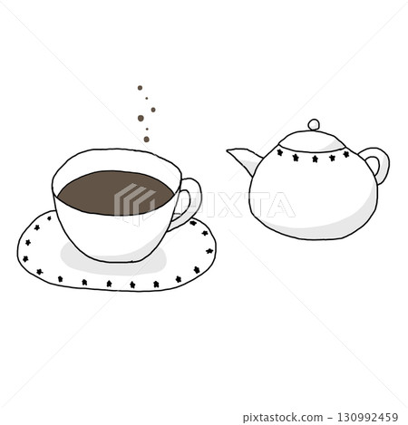 Coffee cup and saucer illustration 130992459
