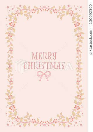 Holly branch Christmas card design template 130992590