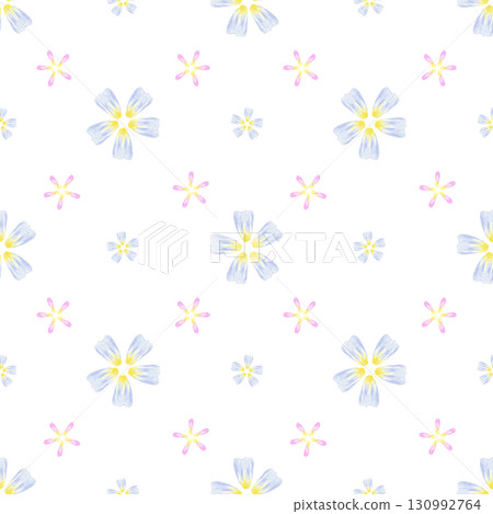 Hand drawn watercolor blue flowers seamless pattern. Illustration of forget-me-nots isolated on white background. Can be used for textile fabric scrapbook and other printed products. Hand drawn watercolor blue flowers seamless pattern. Illustration of forget-me-nots isolated on white background. Can be used for textile fabric scrapbook and other printed products. 130992764