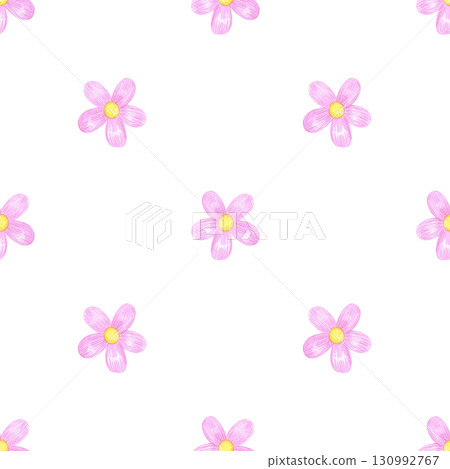 Hand drawn watercolor pink flowers seamless pattern. Illustration of buttercups isolated on white background. Can be used for textile fabric scrapbook and other printed products. Hand drawn watercolor pink flowers seamless pattern. Illustration of buttercups isolated on white background. Can be used for textile fabric scrapbook and other printed products. 130992767