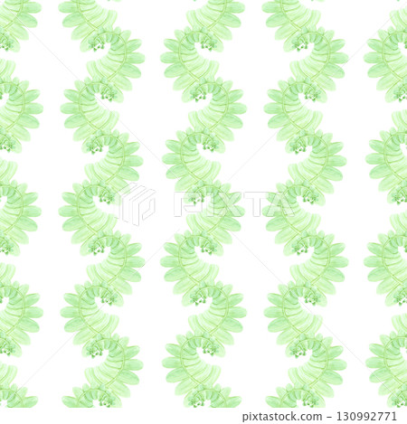 Hand drawn watercolor fern seamless pattern. Illustration isolated on white background. Can be used for textile, fabric, scrapbook and other printed products. 130992771