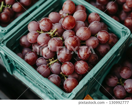 Ripe grape purple fresh on sale. organic agriculture farm. AI Generated. 130992777