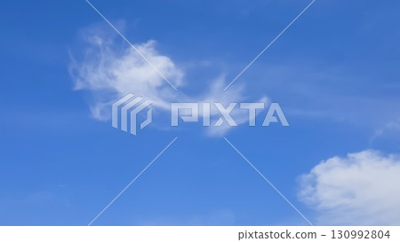 Blue sky with clouds, thunderclouds, summer weather. Sunset. White clouds. 130992804