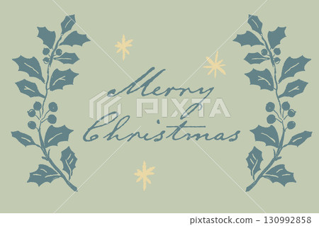 Holly branch decorative frame Christmas vector hand-drawn design material 130992858