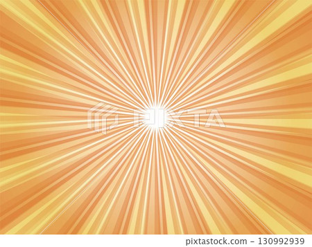 Retro styled concentrated line background material in vibrant yellow and orange 130992939